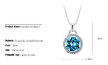 Load image into Gallery viewer, CDE 925 sterling silver necklace embellished with Swarovski crystals blue circle pendant