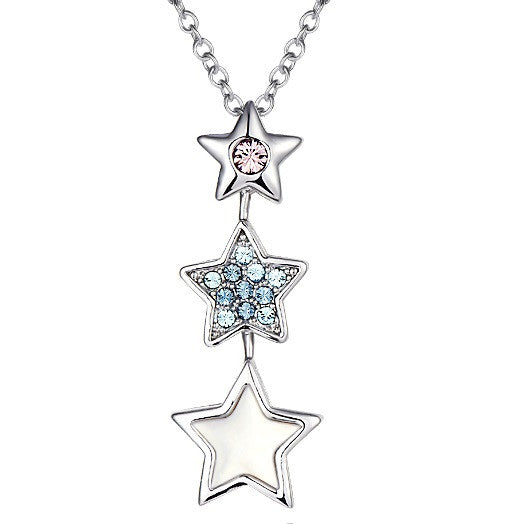 CDE Stars pendant with rhodium plated necklace embellished with Swarovski crystals