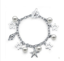 Load image into Gallery viewer, CDE Glass pearl bracelet with rhodium plating embellished with Swarovski crystals