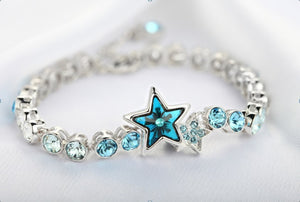 CDE 925 Sterling silver Star bracelet with rhodium plating embellished with Swarovski crystals