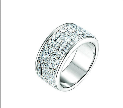 Destiny Jewellery Royalty ring with rhodium plating embellished with Swarovski crystals size 7