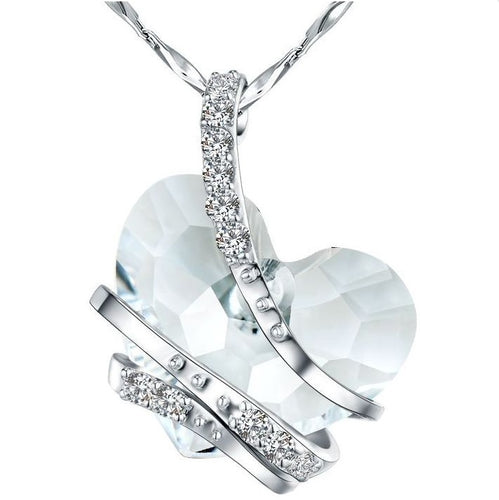 CDE Floating Heart Necklace embellished with Swarovski Crystals